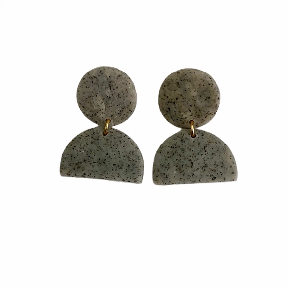 Polymer Clay Half Moon Dangle Earrings - Picture 3 of 4